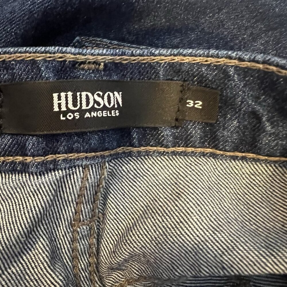 Hudson Anthropologie Women Jeans Holly Wide‎ Leg Cropped Size 32 Blue Denim Zip - Picture 5 of 16